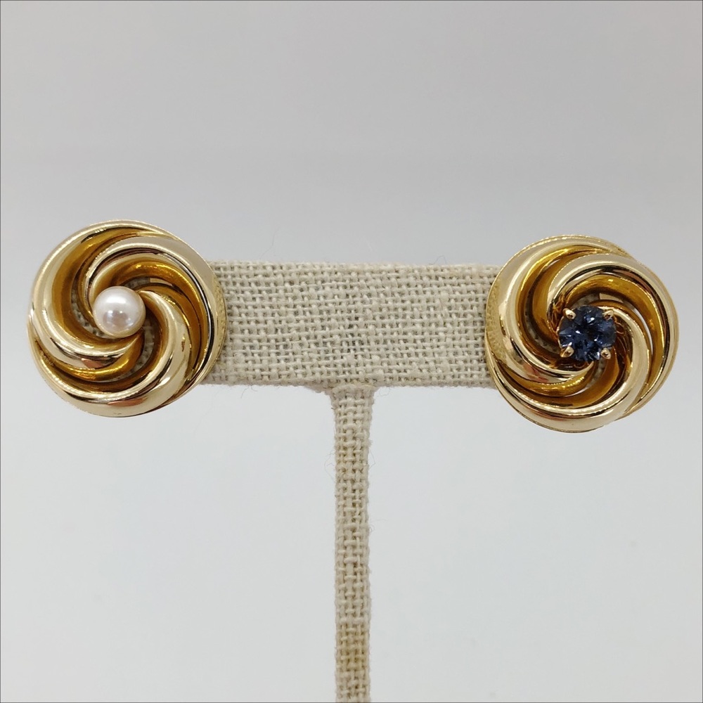 14k yellow gold large spiral earring jackets. Michael Anthony. Vintage.